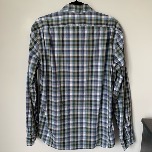 Mens J.Crew Mercantile Flex Long Sleeve Button Front Blue Checkered Shirt - Picture 4 of 6